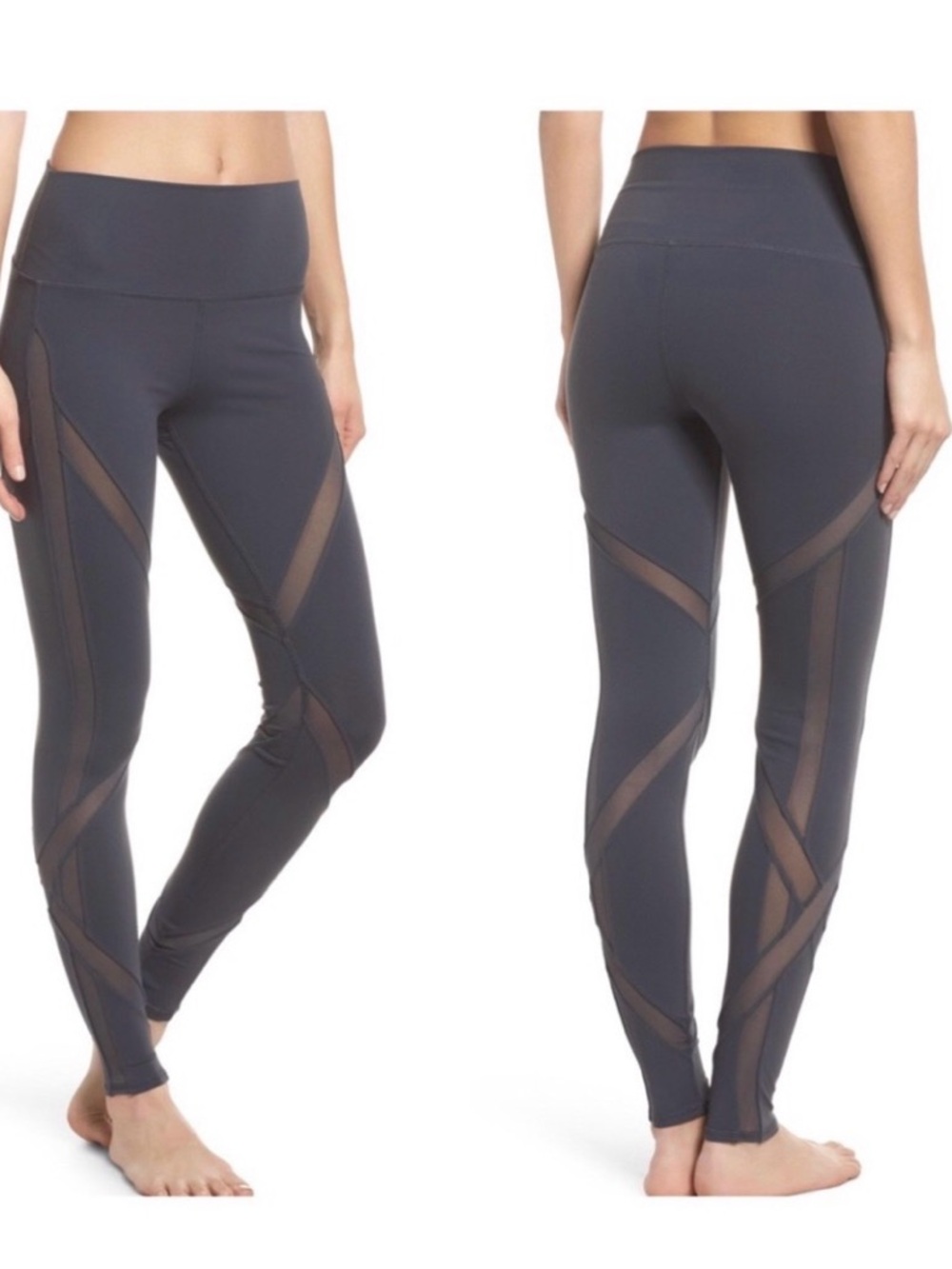 ALO Yoga High-Waist Airlift Mesh Legging Grey Carbon XXS Athleisure Activewear